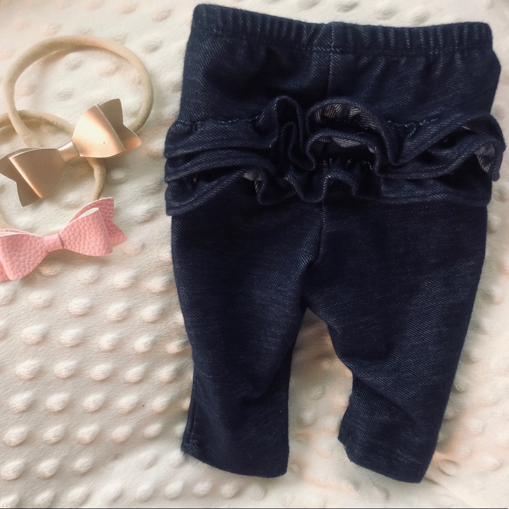 Ruffle baby girl stretch bottom jeans